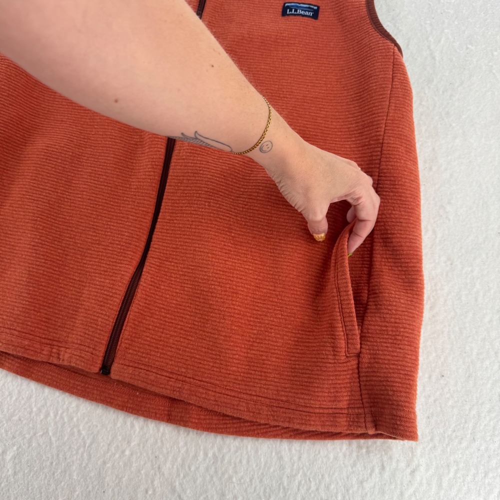 L.L. Bean - Fleece Vest Ribbed Full Zip 521644 - Orange - XXL - Mens - Picture 4 of 8